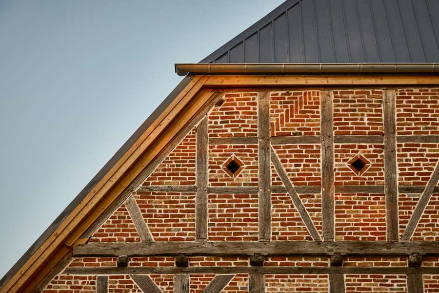 Beautiful roof construction comes to life with rib sheets, Gut Godderstorf, 23779 Neukirchen, Germany